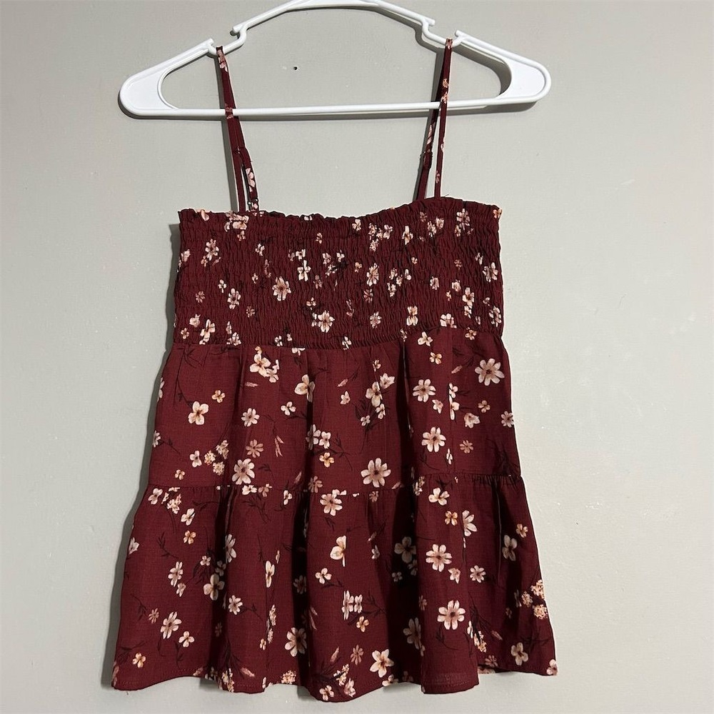 Paper Crane‎ XS Red Floral Sleeveless Cami Mini Dress Fit & Flare Casual